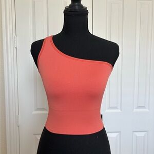 Athleta Coral Aurora One-Shoulder Cropped Ribbed Tank Top